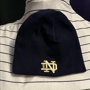 Navy Blue Notre Dame Beanie with Gold Logo